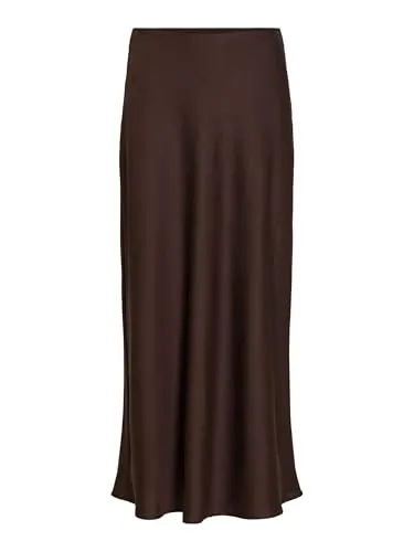 Vila A-Linien-Rock VIEllette - Schoko - A-Linien-Rock aus 100% recyceltem Polyester, 3/4-lang und in schicker Unifarbe, ideal für nachhaltige Modebewusste.