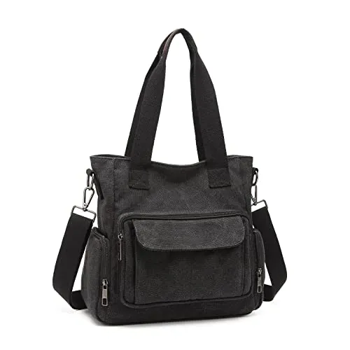 KONO Canvas Handtasche Damen - Stylischer Shopper für Alltag und Reisen - Damen-Schultertaschen aus hochwertigem Canvas, geräumig mit mehreren Fächern, ideal für Arbeit, Schule oder Shopping. Leicht und vielseitig tragbar – der perfekte Begleiter für jeden Anlass.
