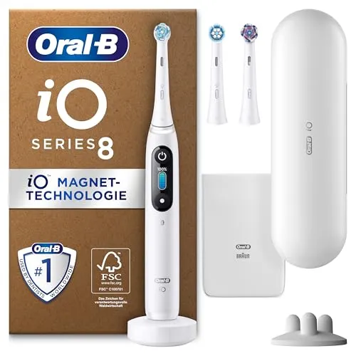 Oral-B iO Series 8 Plus Edition white - Elektrische Zahnbürste - Elektrische Zahnbürste mit innovativer Smart Pressure Sensor-Technologie für optimale Zahnreinigung und Gesundheit.