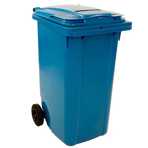 Mülltonne ESE Container 240 L Blau mit Papierschlitz - Mülltonne für vertrauliche Dokumente, ausgestattet mit Schlitz-Deckel und Schloss für Sicherheit. Ideal für Büros und öffentliche Einrichtungen.