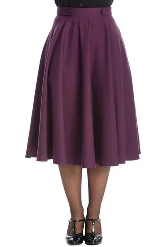 Banned Retro Di Di Plain Swing Skirt - Vintage Lila, Größe S - Eleganter Swing Rock in Vintage Lila mit zwei praktischen seitlichen Eingrifftaschen, perfekt für einen stilvollen Look.