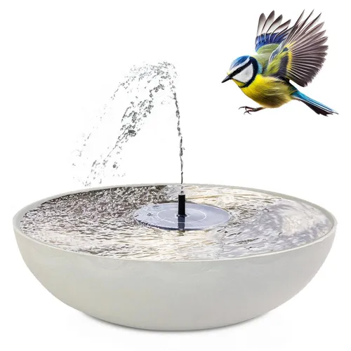 matches21 HOME & HOBBY Solar-Brunnen Set - 45 cm grau - Teichdekoration für draußen, umweltfreundlicher Solarbetrieb für eine entspannende Wasser-Fontäne im Garten. Ideal als Vogeltränke und stilvolle Garten-Deko.