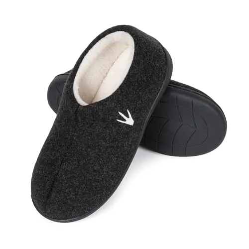 HEYO Hausschuhe Damen Herren Warme Pantoffeln Gefüttert für Herbst Winter | Memory Foam | rutschfeste Gummisohle (Schwarz, 38/39, EU Schuhgrößensystem, Erwachsene, Numerisch (von/bis), M, 38, 39)