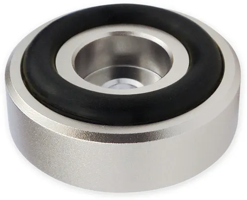 DYNAVOX Aluminium Gerätefüsse 4er-Set - Hochwertige Aluminium Gerätefüsse in Silber für optimale Stabilität. Inklusive Gummidämpfer, Maße: 30x10 mm, Belastbarkeit: 10 kg pro Fuß. Ideal für Lautsprecher und HiFi-Anlagen.