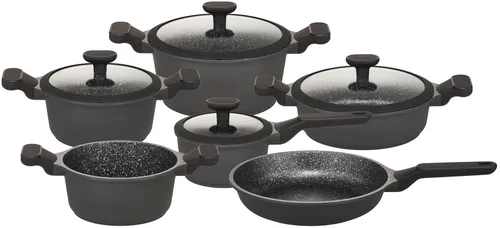 Hanseatic Topf-Set "Black Edition" mit langlebiger VITAFLON GRANIT Antihaft-Versiegelung, schwarz - Das elegante Hanseatic Topf-Set "Black Edition" begeistert mit hochwertiger Verarbeitung und energieeffizientem Kochen. Ideal für alle Herdarten, inklusive Induktion, und ausgestattet mit ergonomischen Soft-Touchgriffen für komfortable Handhabung.