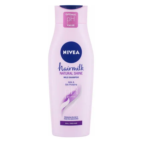 NIVEA Milchig Glanz-Auslöser Shampoo Hairmilk Natural Shine 400ml - Shampoo mit Milchproteinen für regeneriertes, seidig glattes Haar und natürlichen Glanz. Ideal für gesundes Aussehen und optimale Feuchtigkeit.