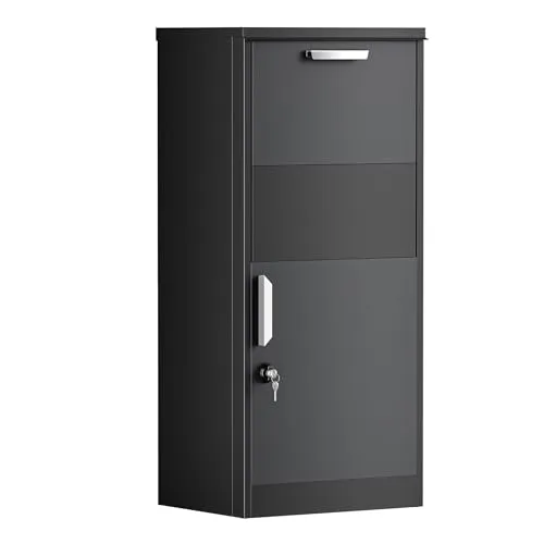 XPOtool Paketkasten Schwarz - Praktische Paketbox für Zuhause - Sortierkästen für sichere Paketannahme, abschließbare Tür für Schutz Ihrer Sendungen und modernes Design, das Ihren Eingangsbereich aufwertet.