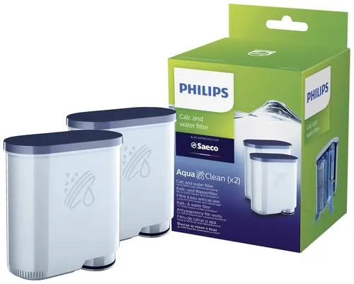 Philips Filterpatrone Saeco AquaClean CA6903/22 - Wasserfilter für Kaffeevollautomaten, 2 Stück, optimiert Kaffeequalität und Aromafilterung, bis zu 5000 Tassen pro Patrone