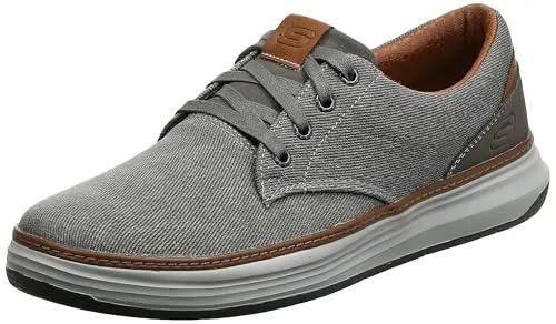 Skechers Herren Moreno Ederson Sneaker - Komfortabler Taupe Canvas, 47.5 EU - Herren-Sneaker mit Goga-Fußbogen und luftgekühlten Memory-Schaumstoff-Einlegesohlen für optimalen Tragekomfort.