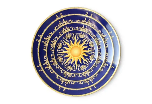 Quality Elegance Teller-Set Royal Blau-Gold Sonnen Bone China Geschirrset (4-tlg)