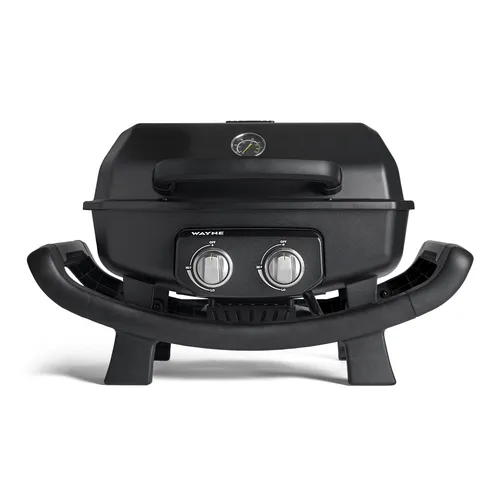BURNHARD Gasgrill Wayne, 2 Brenner mit regenabweisender UV-beständiger Haube, Campinggrill Gas - Tischgrill mit Deckel, Wayne 2.0