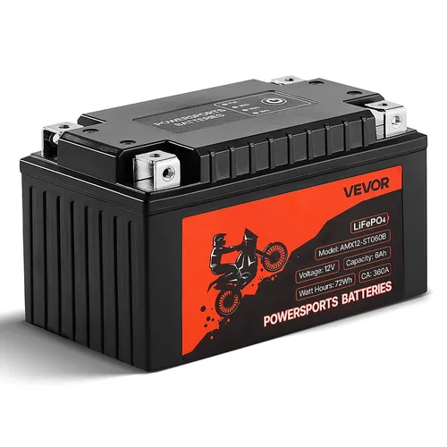 VEVOR Motorradbatterie 12V 6Ah LiFePO4 Lithium vorgeladene Powersports-Batterie