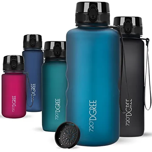720°DGREE Trinkflasche 2l “uberBottle“ softTouch +Sieb - BPA-Frei - XXL Wasserflasche für Gym, Fitnessstudio, Workout, Fitness, Sport, Outdoor - Große Sportflasche aus Tritan - Leicht, Stoßfest