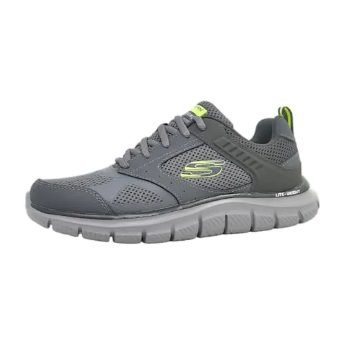 Skechers Herren Track - Syntac Sneakers - Bequeme Sportschuhe in Grau, ideal für Outdoor-Aktivitäten und Wandern mit hervorragender Dämpfung.