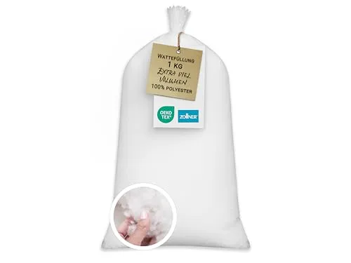 ZOLLNER Füllmaterial Kissen, 1kg, Polyesterhohlfaser Flocken, weiß