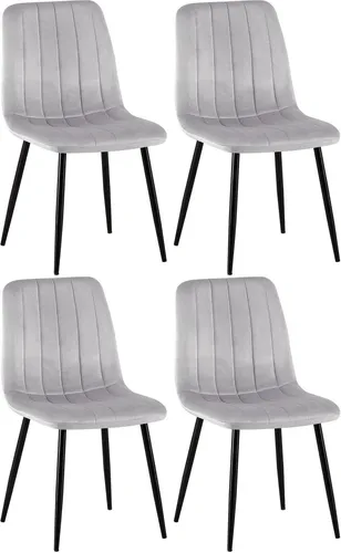 CLP 4er Set Stühle Dijon - Samt mit Ziernähten - Stühle, modernes Design mit bequem gepolsterten Sitzen für langanhaltenden Komfort, ideal für jedes Wohnambiente.