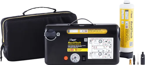 Kompressor Airman RESQTECH - Reifenkompressor und Reparaturkit - Kompressor für Pkw und SUVs mit Hochdruckverdichter und Dichtmittelset. Ideal zum schnellen Aufpumpen und Abdichten von Reifenpannen, kompakt und platzsparend.