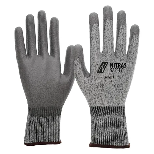 Nitras CUT5, Schnittschutzhandschuhe, Spezialgarn, grau, PU-Beschichtung, grau (Farbcode: 1200), tei (10, 11, 6, 7, 8, 9) (47538819)
