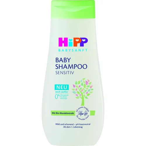 HiPP Babysanft Baby Shampoo - Sanftes Babyshampoo für empfindliche Kopfhaut, pH-hautneutral und ohne Mikroplastik. Ideal für die Pflege ab dem 1. Lebenstag, auch bei Neurodermitis. Für weiches, glänzendes Haar.
