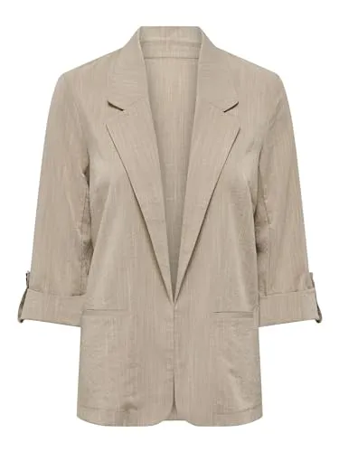 ONLY Jackenblazer onlMARSA beige M (38) - Stylischer Jackenblazer mit Reverskragen in trendigem Safari MELANGE. Ideal für jeden Anlass, bietet er eine lockere Passform und ist aus hochwertigem Material gefertigt.