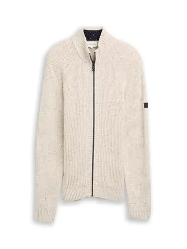 TOM TAILOR Herren Strickjacke in Melange-Optik - Stylische Strickjacke mit Stehkragen und Reißverschluss. Ideal für den Alltag, bietet sie hohen Tragekomfort dank pflegeleichter Materialien. Perfekte Passform mit Regular Fit.