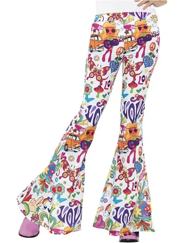 Smiffys Groovy Flared Trousers, Ladies, Multi-Coloured Halloween und Karneval