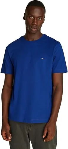 Tommy Hilfiger Herren T-Shirt Kurzarm Seasonal Solid Tee mit Rundhalsausschnitt, Blau (Wedge Blue), S