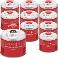 EVOCAMP Gaskartusche Butan Propan 300g - 10er Set für Weber Q100/1200 - Kocher-Zubehör, 10 Gaskartuschen mit Schraubventil für zuverlässige Energieversorgung beim Grillen, ideal für Weber Q100 und Q1200.