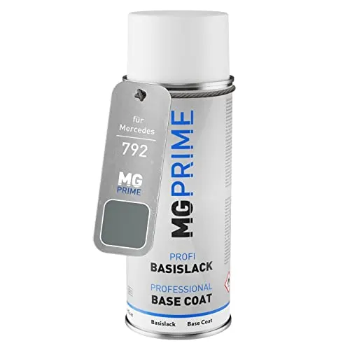 MG PRIME Autolack Spraydose für Mercedes 792/9792 Palladiumsilber Metallic/Palladium Silver Metallic Basislack Sprühdose 400ml