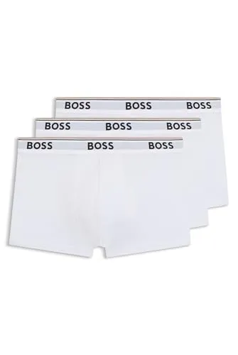 HUGO BOSS Herren Trunk 3p Co/EL Boxershorts, White 100, XL - Badeshorts für Herren im 3er Pack, höchster Tragekomfort mit optimaler Passform und nachhaltiger Baumwolle für ein angenehmes Tragegefühl.