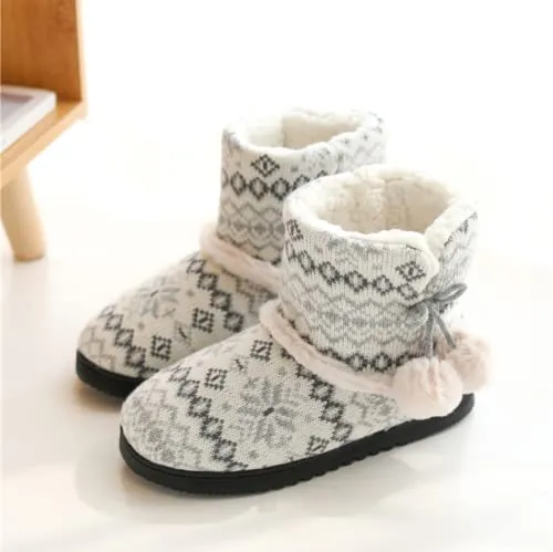 XINCHIUK Hausschuhe Winterpantoffeln Stiefel Hüttenschuhe Damen Wärmepantoffeln Plüschpantoffeln Herren Flache Schuhe Hoch Gefütterte Wärmepantoffeln Geschlossene Hüttenstiefel Gummisohle Rutschfeste
