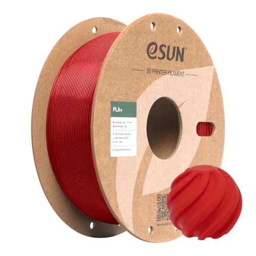 eSUN PLA+ Filament 1.75mm, 3D Drucker Filament PLA Plus, Maßgenauigkeit +/- 0.03mm, 1kg Spule (2.2 LBS) 3D Druck Filament für 3D Drucker, Feuerwehrauto Rot