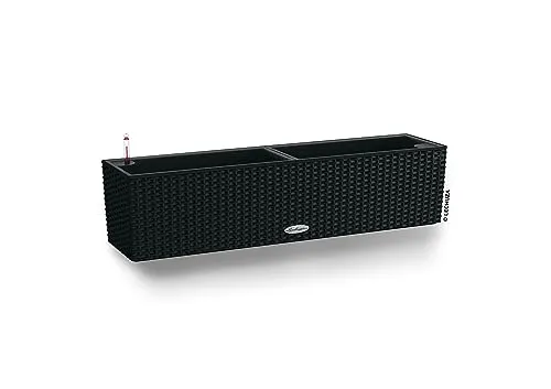 Lechuza Blumenkasten Balconera Cottage 80 in graphitschwarz - Garten-Zubehör mit innovativem Erdbewässerungssystem und 5L Wasserspeicher für optimale Pflanzenpflege, ideal für Balkon und Terrasse.