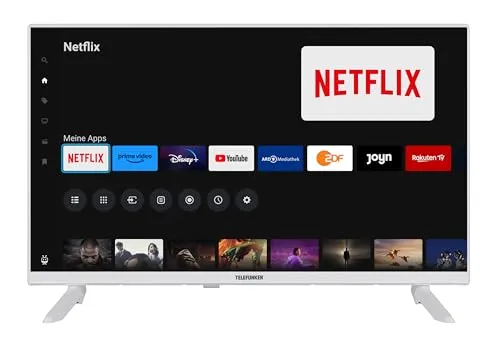Telefunken 32 Zoll Smart TV mit TiVo - Full HD, HDR, Triple-Tuner - Fernseher mit 32 Zoll Diagonale, erleben Sie atemberaubende Full HD Bilder und 6 Monate HD+ kostenlos. Ideal für grenzenlose Unterhaltung mit zahlreichen Apps und einfacher Sprachsteuerung.