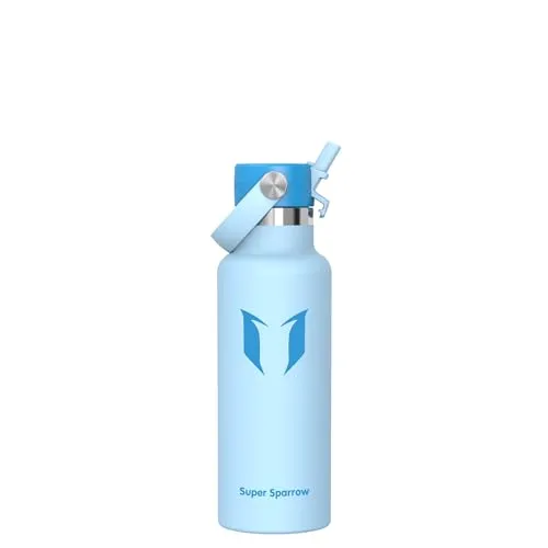 Sparrow Trinkflasche Kinder 500ml - Thermobecher Edelstahl - FlipFlow Trinkflaschen mit Strohhalm - BPA-Frei Thermoskanne, Thermosflasche für Sport, Travel, Schule, Outdoor