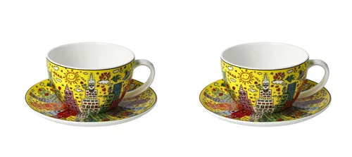 2er Set James Rizzi  Pop Art Tassen mit Untertasse 250ml gelb Goebel