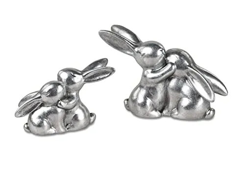 formano Geschenke und Dekoration zu Ostern- lustiges Hasenpaar silberfarbend 15cm aus Keramik 1 von 2