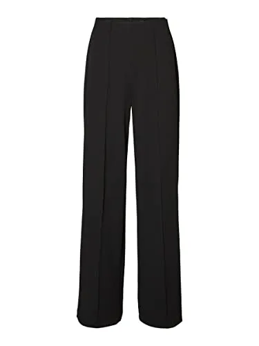 VERO MODA VMBECKY HW Wide Pull ON Pant NOOS - Damen-Hosen mit weitem Beinschnitt und hoher Taille, ideal für einen lässigen und eleganten Look dank des Plissee-Details.
