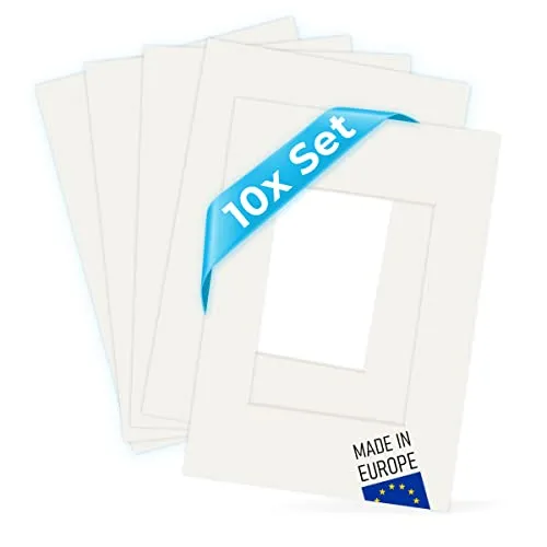 PHOTOLINI Bilderrahmen Passepartouts 10er Set – Ideal für Ihre Bilder - Das 10er Set Passepartouts sorgt für den perfekten Abstand zwischen Bild und Rahmen, verstärkt die Wirkung Ihrer Motive und schützt Ihre Bilder durch die säurefreie, alterungsbeständige Qualität.