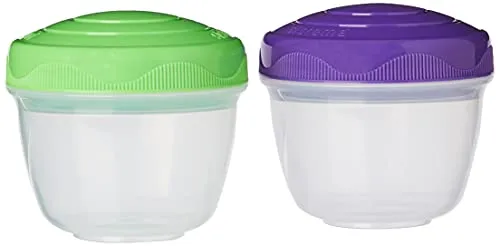 Sistema Yogurt To Go Frischhaltedosen, rund | 150 ml | Stapelbare Vorratsdosen mit Deckeln | 2 Stück
