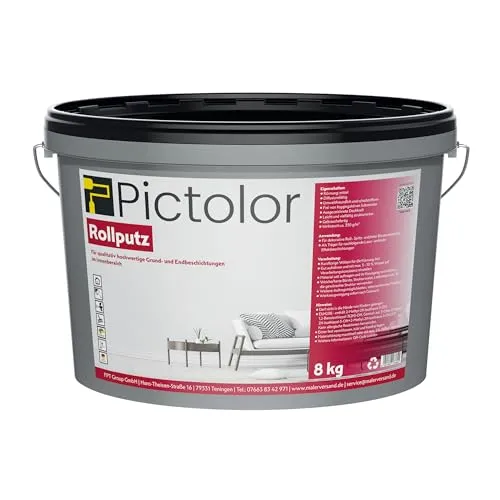 Pictolor Streichputz 8kg - Mittel - Mineralischer Streichputz zur dekorativen Wandgestaltung im Innenbereich. Hoher Weißgrad und ausgezeichnete Deckkraft für ein ansprechendes Finish. Ideal für vielseitige Strukturen.