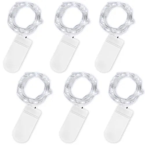 Jsdoin LED Mini Lichterkette mit Batterie, 6x20er Micro Lichterkette außen Batterie, 2M DIY kleine Lichterketten Wasserdicht für Party Hochzeit Weihnachten Beleuchtung Deko (Kaltweiß, 6 Pack)