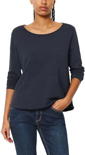 Marc O'Polo Denim Damen Langarmshirt aus Bio-Baumwolle, Blau (Scandinavian Blue) - Blusen & Tuniken für Damen – Lässiges Langarmshirt aus 100% Bio-Baumwolle mit cooler Slub-Jersey-Struktur, ideal für vielseitige Outfits.