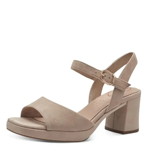 Tamaris COMFORT Sandalette Plateausandale Beige 36 EU - Elegante Sandalette in Beige, Größe 36 EU, mit bequemem Klettverschluss und 7 cm Absatzhöhe. Ideal für stilvolle Auftritte und optimalen Tragekomfort.