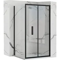 Rea Eckduschkabine Rapid Fold 80 x 80 - Schwarz/Transparent - Moderne Eckdusche Rapid Fold mit 6 mm ESG-Glas und Easy Clean. Faltbare Tür für einfachen Zugang, flexibel montierbar. Wählen Sie aus 24 Varianten für Ihre ideale Duschlösung.