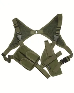 Schulterholster Cordura, Pistolen Holster, Waffenholster, Military -NEU- - Robustes Schulterholster aus Cordura in oliv, ideal für Militär und Outdoor-Aktivitäten, bietet sicheren Halt und schnellen Zugriff auf die Waffe.