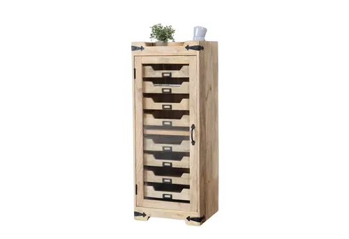 baario URED Schubladenkommode aus massivem Mangoholz - Vintage Schubladenkommode mit 8 praktischen Schubladen, handgefertigt aus hochwertigem Mangoholz. Ideal für die stilvolle Organisation von Dokumenten und Utensilien. Ein echtes Highlight für jedes Zuhause!