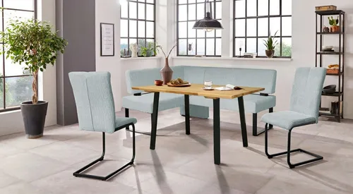 OTTO home Eckbankgruppe Oliver, (Set, 4-tlg., 4-tlg), Eckbank mit Wellenunterfederung im Sitz, Tisch Massiv Eiche