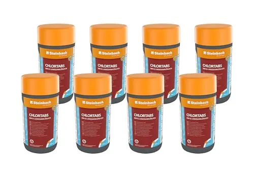 Steinbach Poolpflege Chlortabs 200g - pH-neutral und kalkfrei - Effektive Poolpflege mit 200g Chlortabs für kristallklares Wasser. Ideal zur Unterstützung der Wasserqualität und einfach in der Anwendung.
