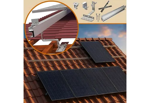 TZIpower Solarmodul-Halterung für Ziegeldach - Balkonkraftwerk 1-4 Module - Robuste Halterung für Solar-Photovoltaikanlagen auf Ziegeldächern, erweiterbar für bis zu 10 Module. Hochwertige Materialien garantieren Langlebigkeit und optimale Performance.